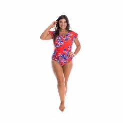 Capriosca Cherry Blossom Frill Sleeve One Piece Swimwear