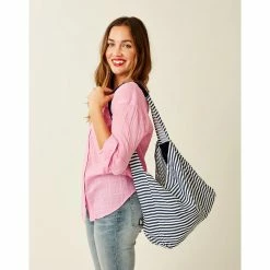 Carve Sophia Shoulder Tote: Navy Stripe Accessories
