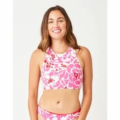 Carve Sanitas Reversible Top: Orchard/Hot Red Swimwear