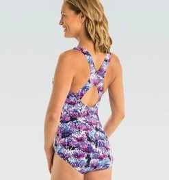 Dolfin Aquashape Lotus Print Conservative Lap Suit Swimwear