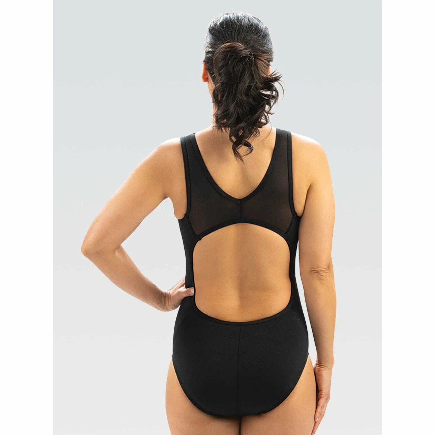 Dolfin Aquashape Black Power Mesh V-2 Back One Piece Swimsuit 3 Dolfin Aquashape Black Power Mesh V-2 Back One Piece Swimsuit