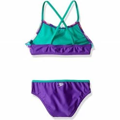 Speedo Girls Jungle Floral Ruffle Purple 2-PC
