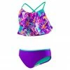 Speedo Girls Jungle Floral Ruffle Purple 2-PC