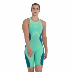 Speedo LZR Pure Intent Open Back Kneeskin- Green Glow Swimwear