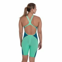 Speedo LZR Pure Intent Open Back Kneeskin- Green Glow Swimwear