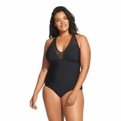 Speedo Mesh V-Neck One Piece