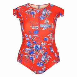 Capriosca Cherry Blossom Frill Sleeve One Piece Swimwear