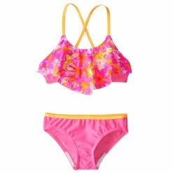 Speedo Girls Jungle Floral Ruffle Pink 2-PC Kid's New Arrivals
