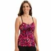 Dolfin Aquashape Womens Ikat Tie Front Tankini Top Swimwear