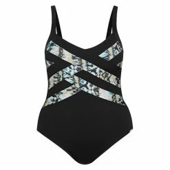 Capriosca Ink & Water Criss Cross One Piece Swimwear