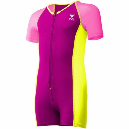 TYR Girls Solid Thermal Suit- Pink/Yellow Babies & Toddlers 7 TYR Girls Solid Thermal Suit- Pink/Yellow Babies & Toddlers