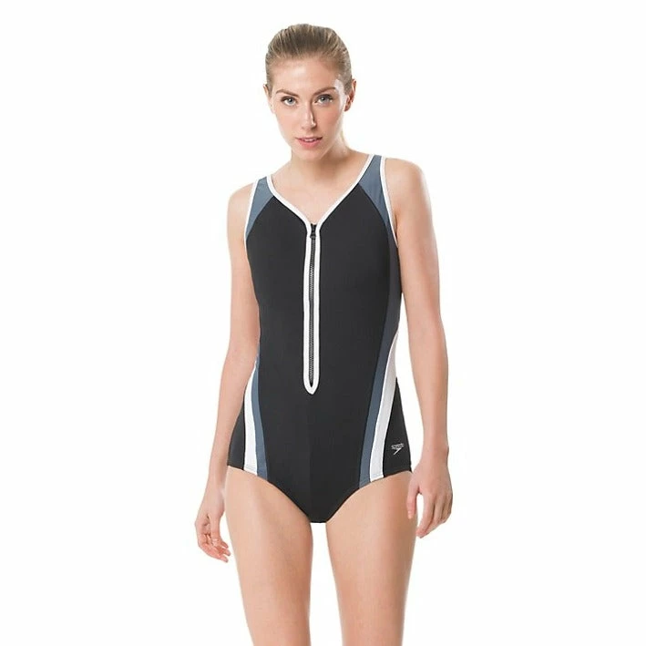 Speedo Endurance+ Plunge Zip Contour Womens's Swimsuit Swimwear 3 Speedo Endurance+ Plunge Zip Contour Womens's Swimsuit Swimwear
