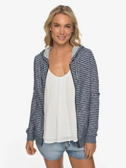 Roxy Trippin Stripe Zip-Up Hoodie Tops