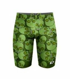 Q Swimwear Green Skulls Jammer
