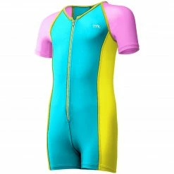 TYR Girls Solid Thermal Suit- Blue/Pink/Yellow Babies & Toddlers